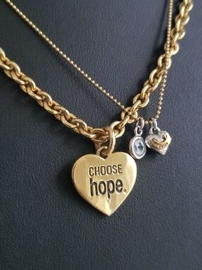 Juicy Couture  Heart Choose Hope St Jude  Rare Layered Pendant Necklace